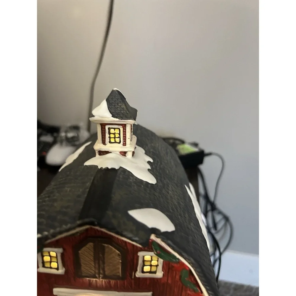Vintage Christmas Village Barn With Lights